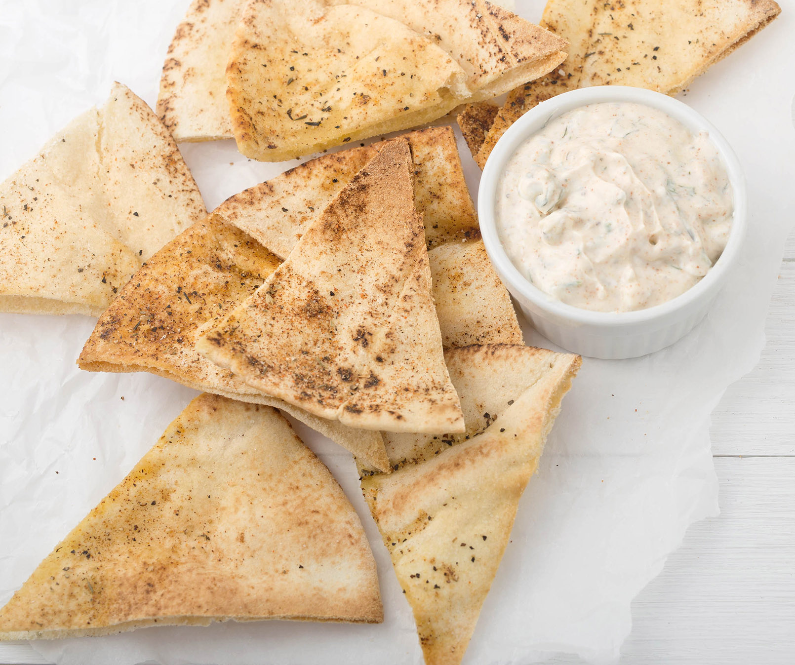 Fresh Baked Pita Chips and Mediterranean Dip – Lakeview Farms