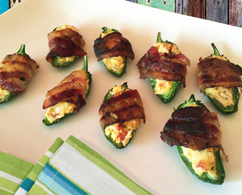 Bacon Wrapped Jalapeno Smoky Crab Poppers