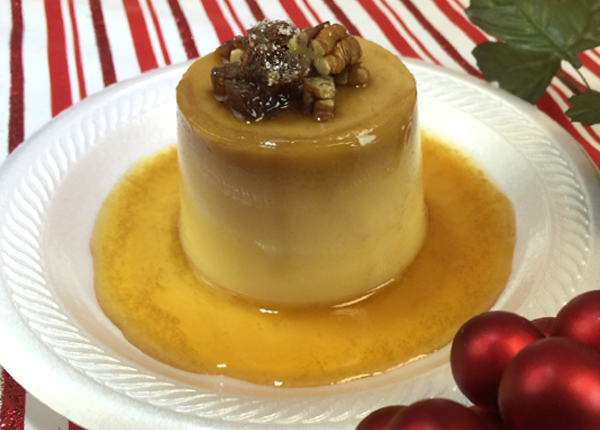 Senor Rico Flan Toppings Dates and Nuts