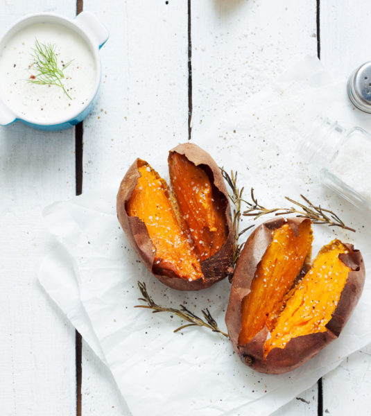Baked Sweet Potato with ranch dip 1