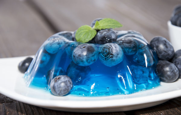 Blueberries in berry gel